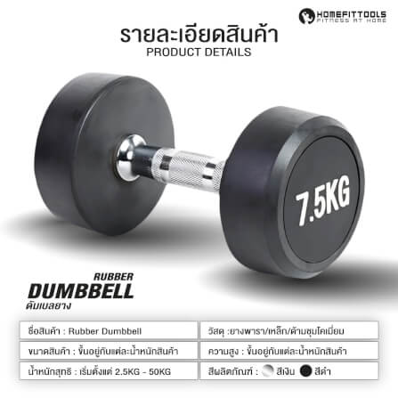 ดัมเบลยางกลม HOMEFITTOOLS 45KG 1 คู่_5